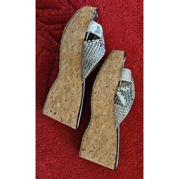 Women's Jimmy Choo Black and White Snakeskin Wedges Size 36 - Picture 6 of 6